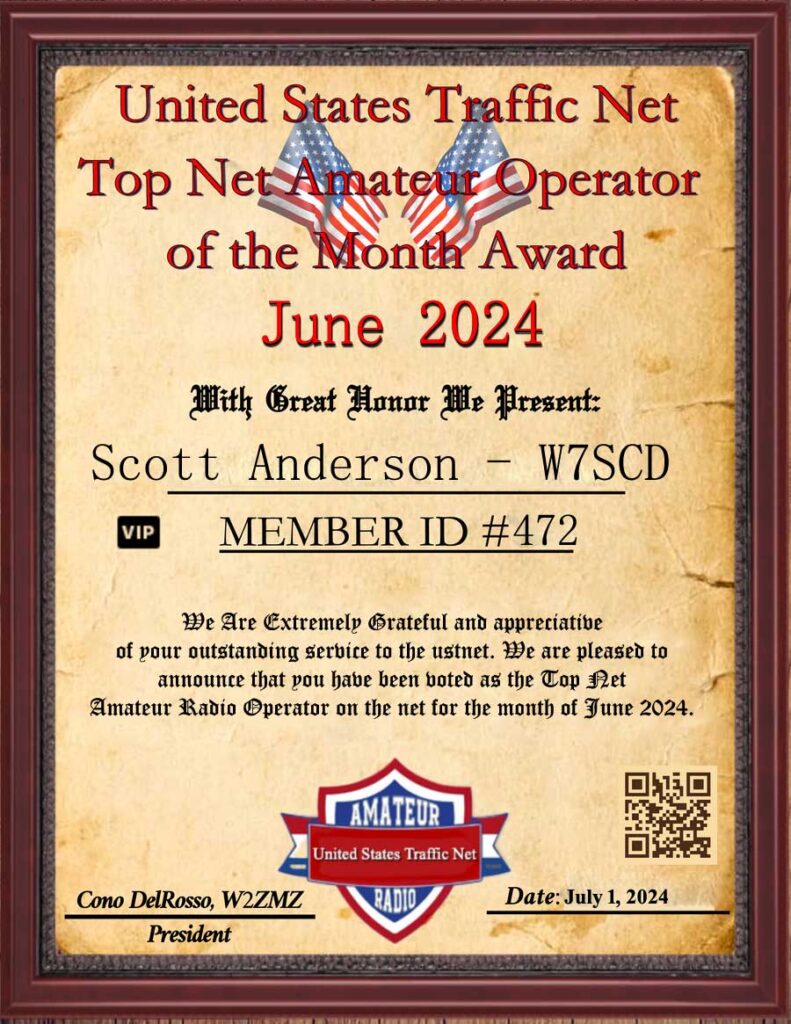 Top Net Amateur Operator of The Month Award