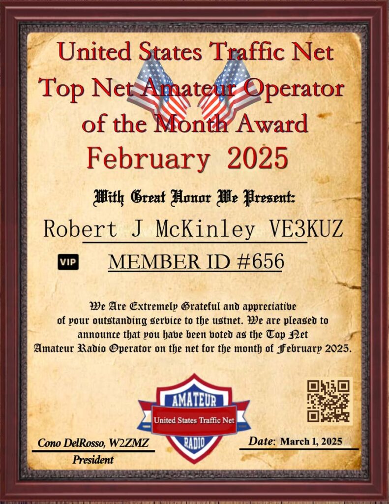 Top Net Amateur Operator of The Month Award